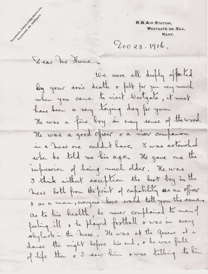 Page 1 of a letter from J P Berry to Mr David Hume, about the deceased John Douglas Hume. National Records of Scotland reference: GD486/160